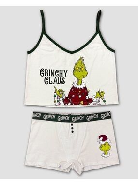 THE GRINCH “GRINCHY CLAUS” CAMI SET - GREEN VARIOUS SIZES (NEW WITH TAGS) A24